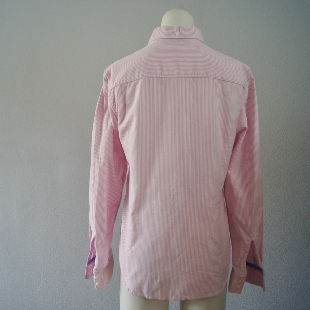 Charles Tyrwhitt Women's Long Sleeve Shirt Size 8 Striped Pink Button Down - Picture 6 of 8